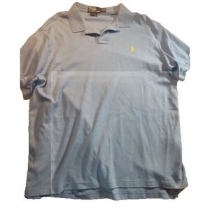 Polo‎ Ralph Lauren Blue Henley Shirt Men's Large Knit Short Sleeve Pony 1191